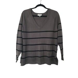 Studio B Women's Long Sleeve Sweater Size Large Brown Striped